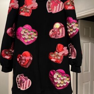 Trendy Black Top with Sequin Gift Designs